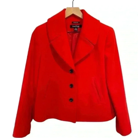 Evan-Picone Red Pea Coat | Size 8P | EUC - Picture 1 of 13